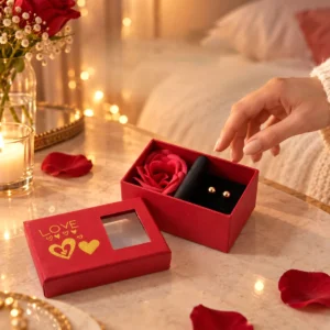 Rose Flower Ring And Jewellery Gift Box With Display Window (1 Pc)