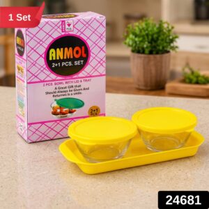 Glass Serving Bowl Set With Lids Tray For Dry Fruits Dips Snacks (1 Set)