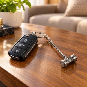 Metal Hammer Design Keychain With Clip Ring For Car Keys And Bags (1 Pc)