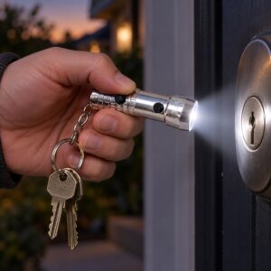 Mini Uv And White Light Keychain Torch With Dual Push Buttons For Keys (1 Pc)